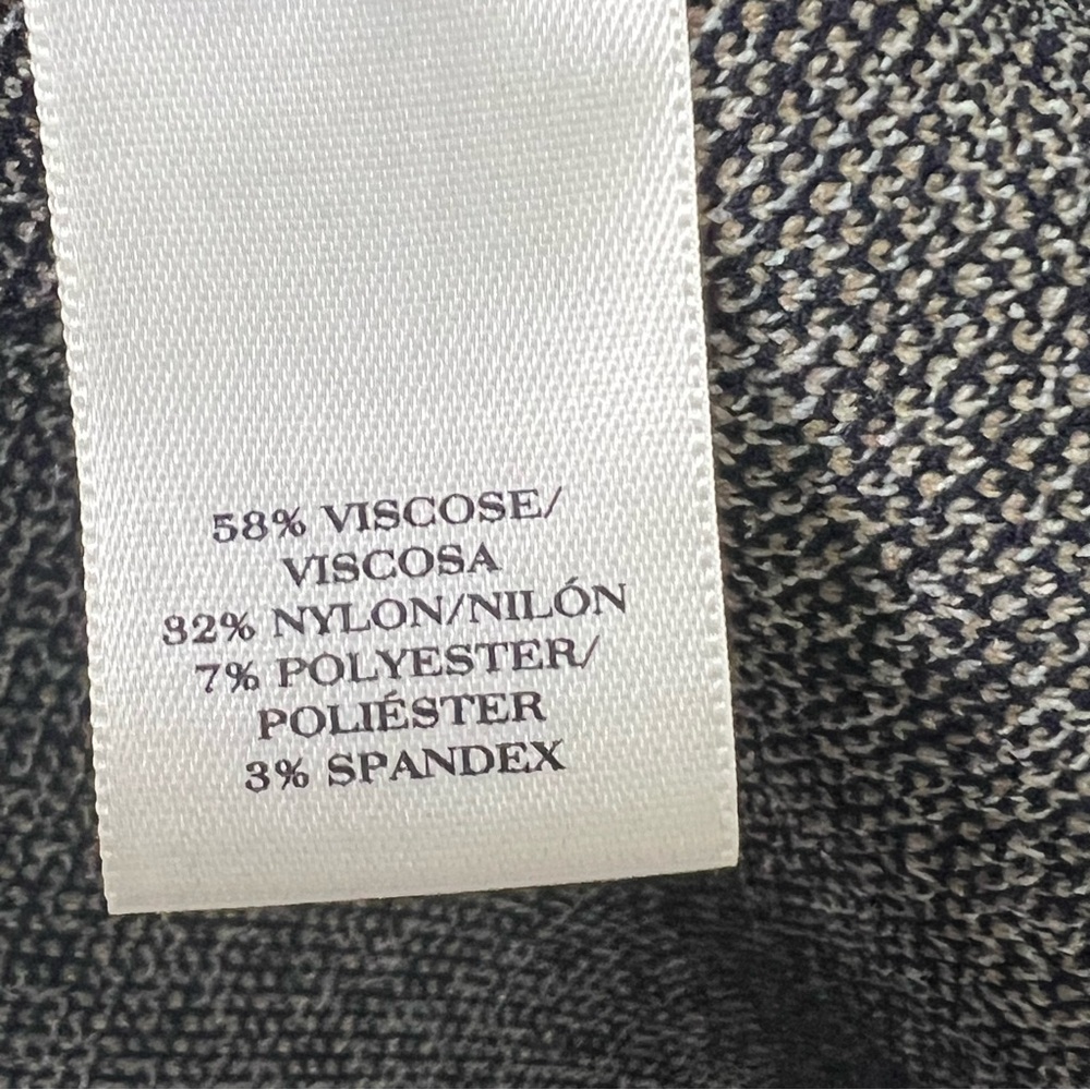 Ann Taylor Jacket Black Gray & Tan Color Block Viscose Open Front EUC M👍 - Picture 6 of 7